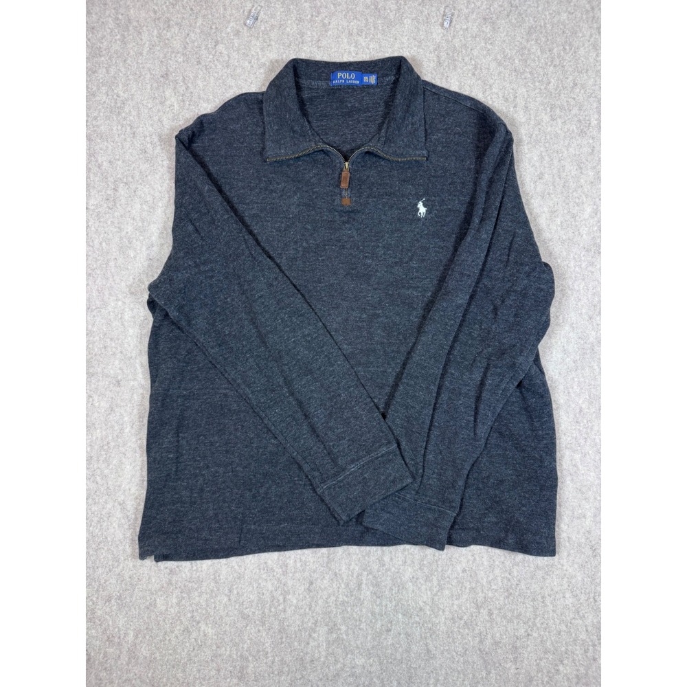 k184. Polo Ralph Lauren Mens XXL Charcoal Heather Quarter Zip Cotton Pullover